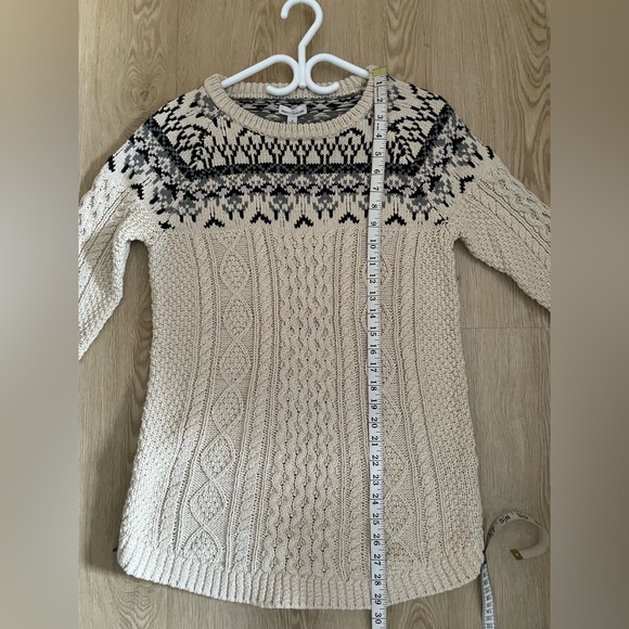 LL Bean Signature Cream Cable Knit Sweater Fair Isle Size S - Picture 11 of 15